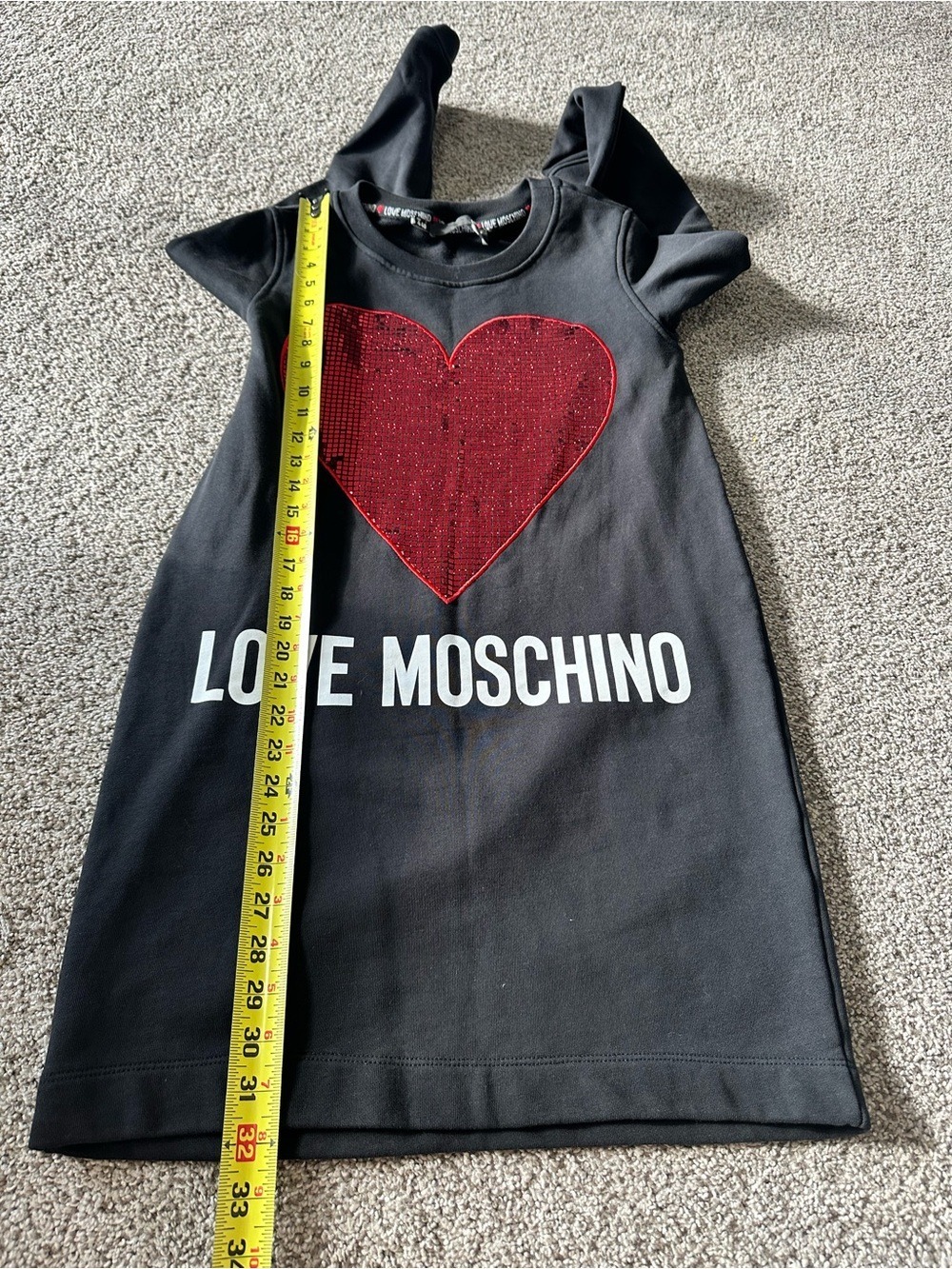 Love Moschino Black Sweatshirt Dress with Red Sequin Heart Black Size 4 - Picture 9 of 11
